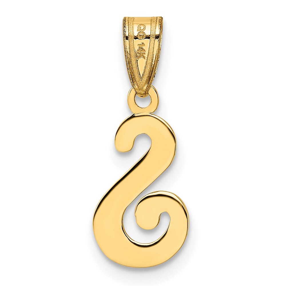 14k Yellow Gold Script Letter S Initial Pendant for Women