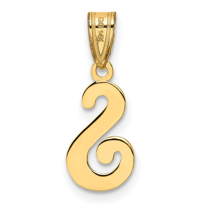 14k Yellow Gold Script Letter S Initial Pendant for Women