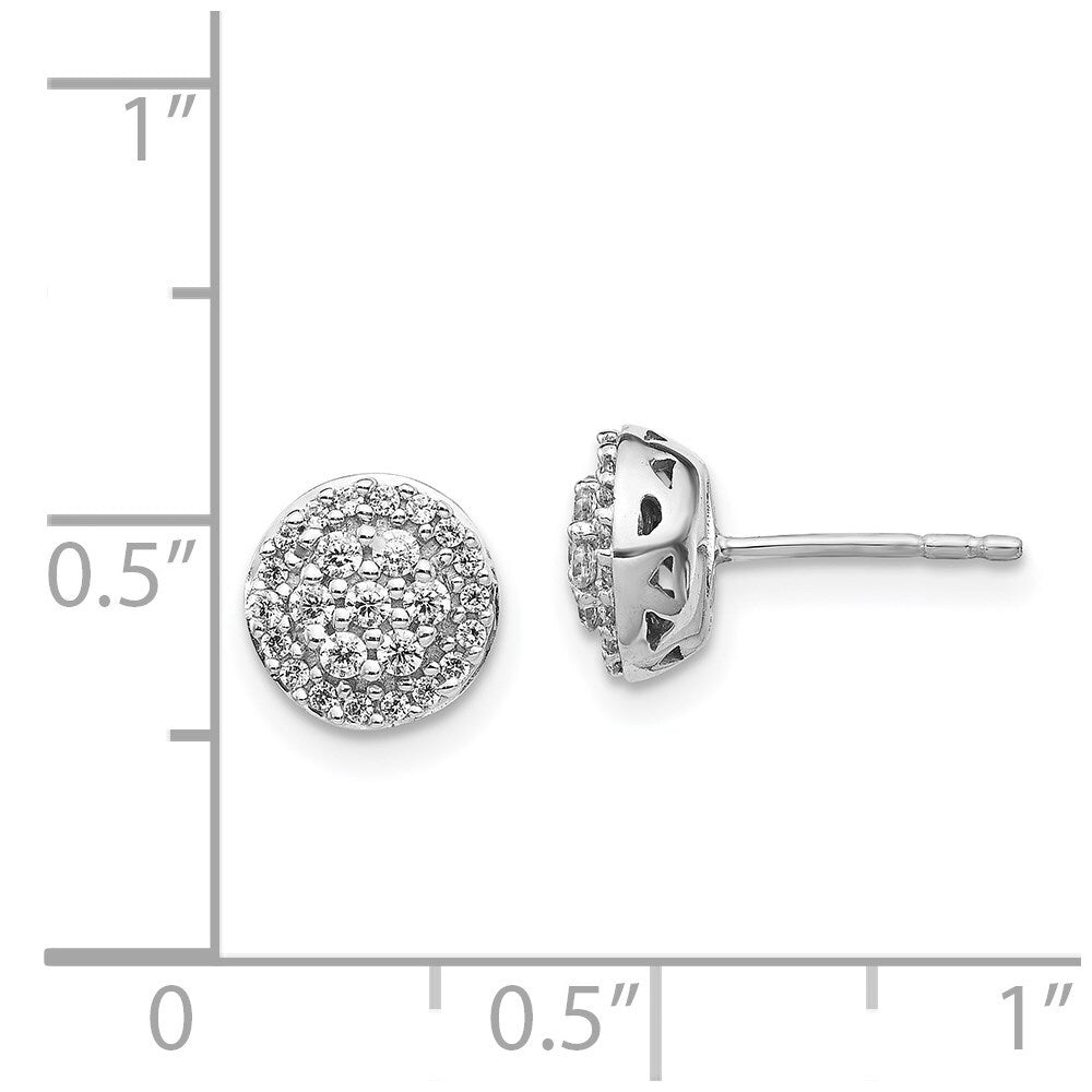 14k White Gold Diamond Cluster Stud Earrings