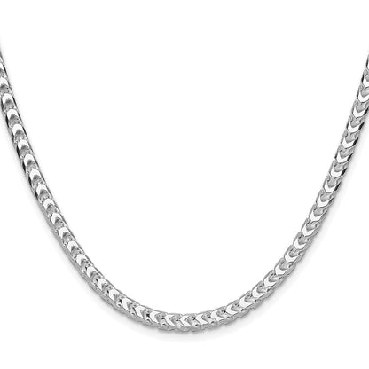 Sterling Silver Rhodium-plated 4.7mm Diamond-Cut Square Franco Chain Necklace