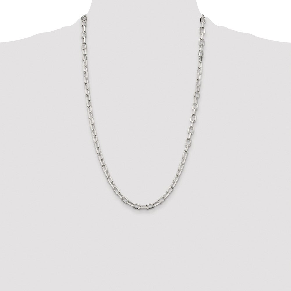 Sterling Silver Rhodium-plated 5.75mm Diamond-cut Long Link Cable Chain