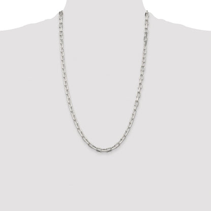 Sterling Silver Rhodium-plated 5.75mm Diamond-cut Long Link Cable Chain