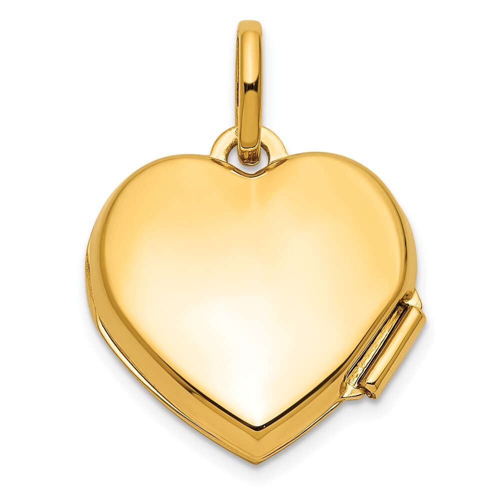 14k Yellow Gold Rose Rhodium 15mm FOREVER IN MY HEART Heart Locket Pendant