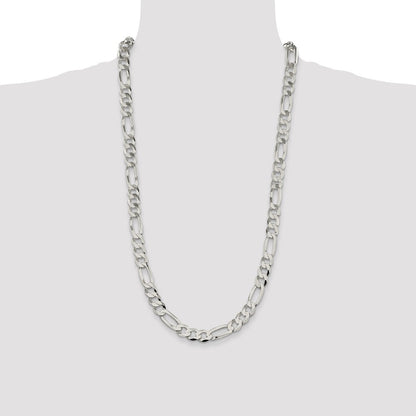 Sterling Silver 9.7mm Lightweight Flat Figaro Chain