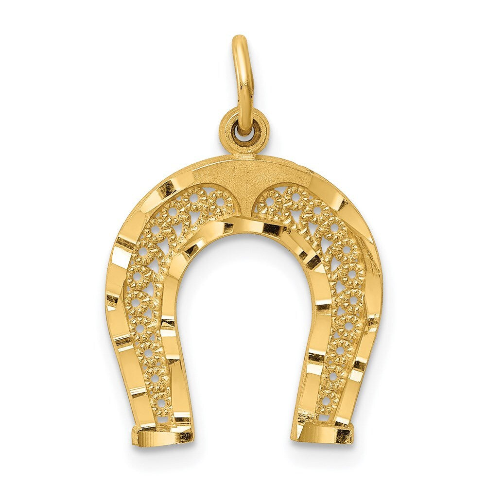 14k Yellow Gold Horseshoe Charm Pendant for Women