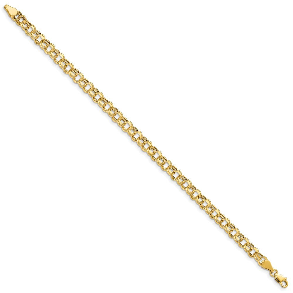 14k Yellow Gold 5mm Hollow Double Link 7.25 inch Charm Bracelet
