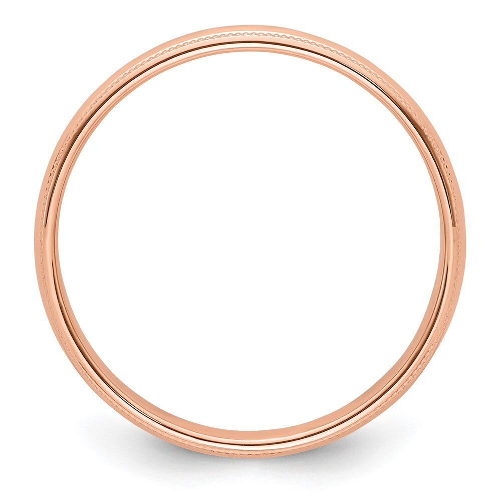 14k Rose Gold 4mm Milgrain Half-Round Wedding Band Ring Size 7