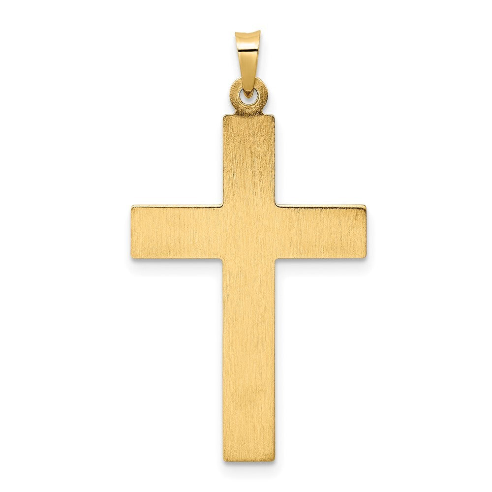 14k Two-tone Gold Polished Hollow Rosary Cross Pendant for Women