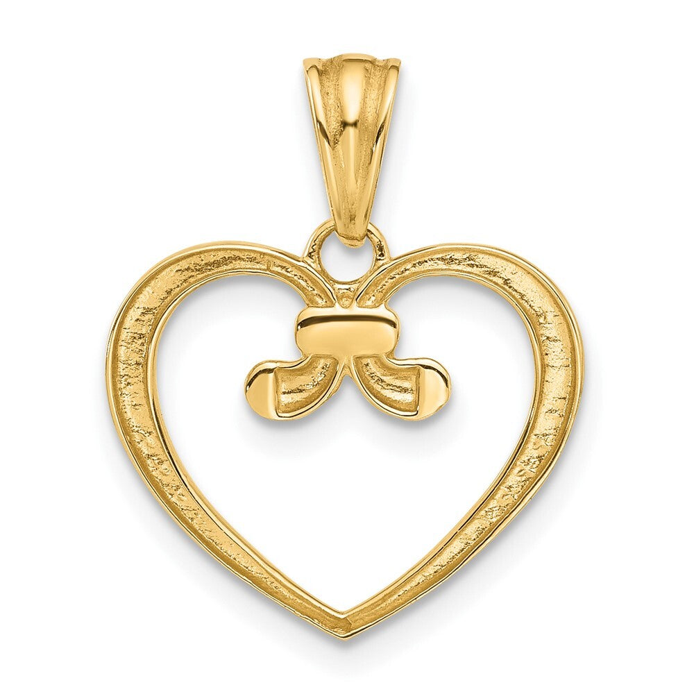 14k Yellow Gold and White Rhodium Diamond-cut Heart Pendant for Women
