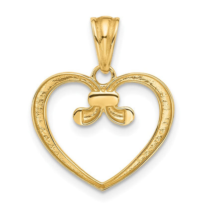 14k Yellow Gold and White Rhodium Diamond-cut Heart Pendant for Women
