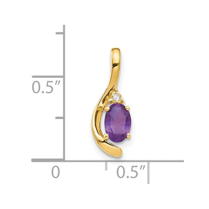 14k Yellow Gold Amethyst and Diamond Pendant