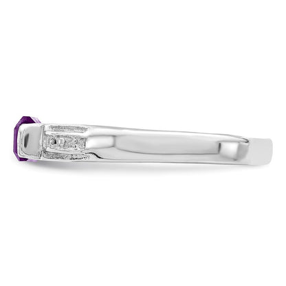 Sterling Silver Rhodium-plated Amethyst Ring