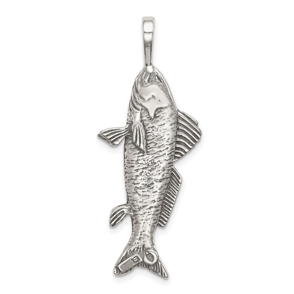 Sterling Silver Antiqued & Textured Fish Pendant Holiday Gift for Women