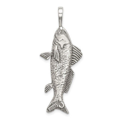 Sterling Silver Antiqued & Textured Fish Pendant Holiday Gift for Women