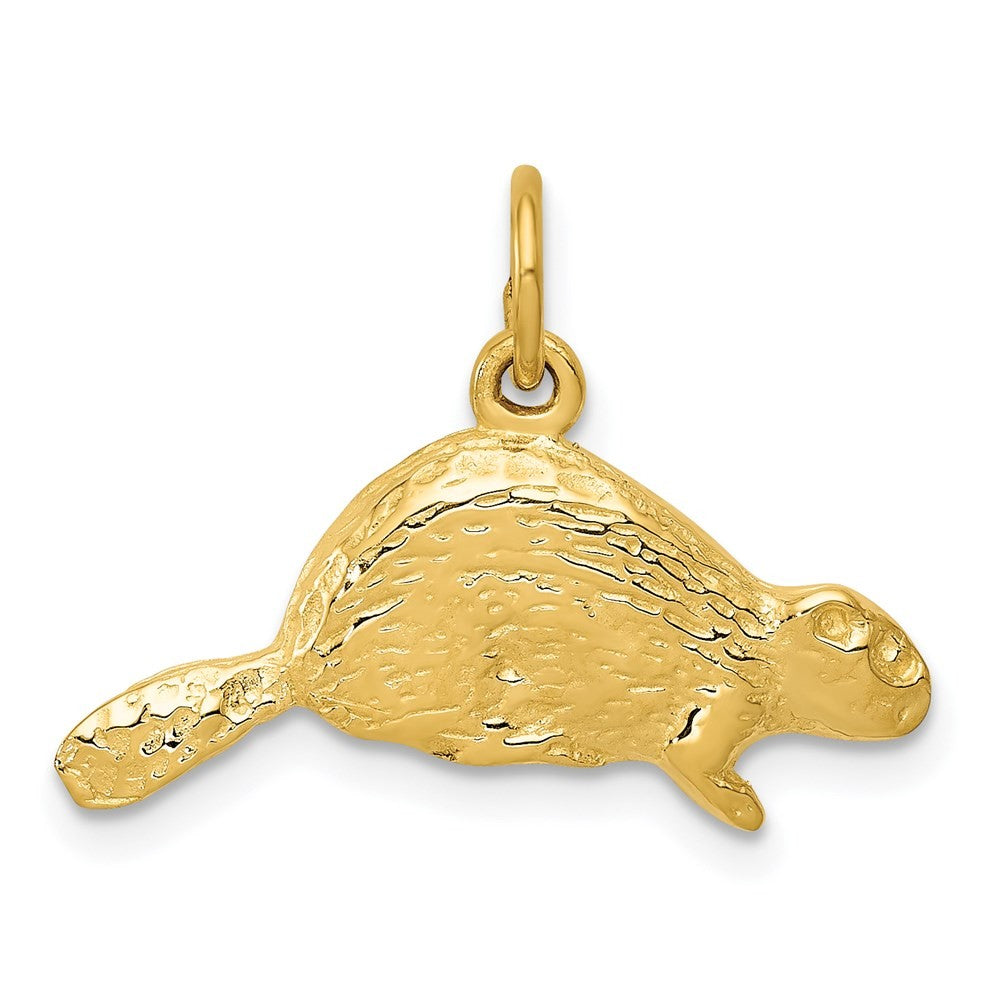 14k Yellow Gold Beaver Charm Pendant