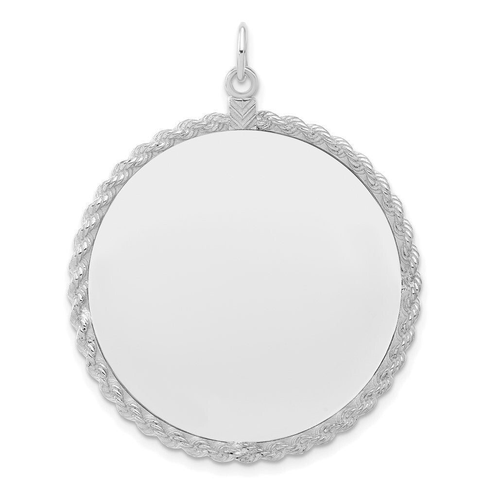 Sterling Silver Engraveable Round with Rope Polished Front/Satin Back Disc