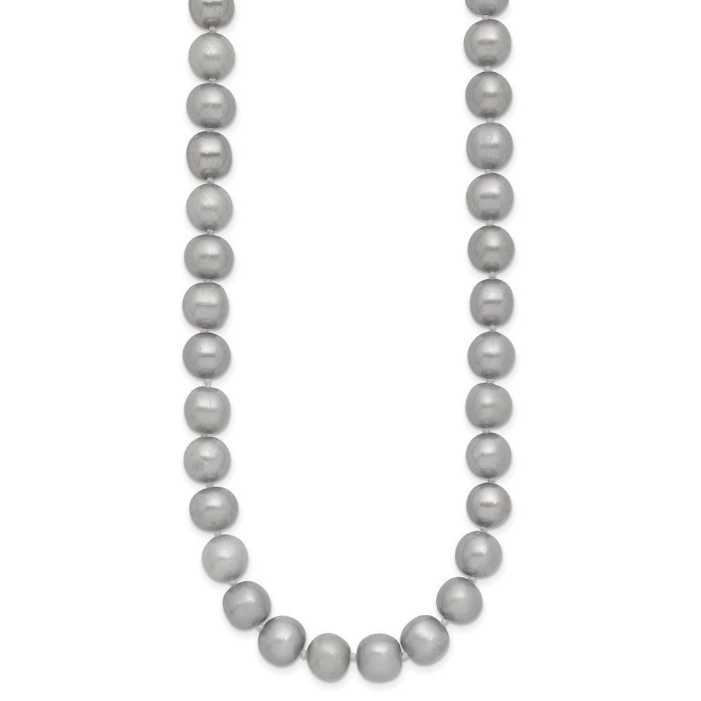 14k Yellow Gold 8-9mm Grey Near Round Freshwater Cultured Pearl 16 inch Necklace