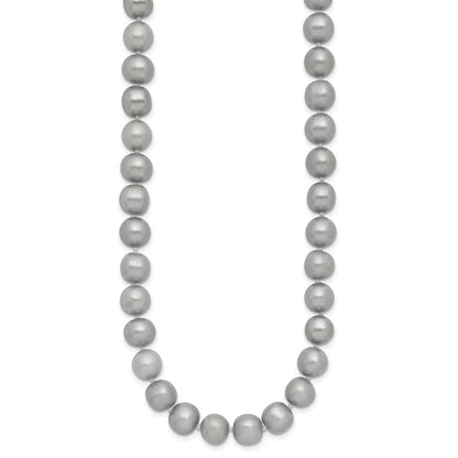 14k Yellow Gold 8-9mm Grey Near Round Freshwater Cultured Pearl 16 inch Necklace