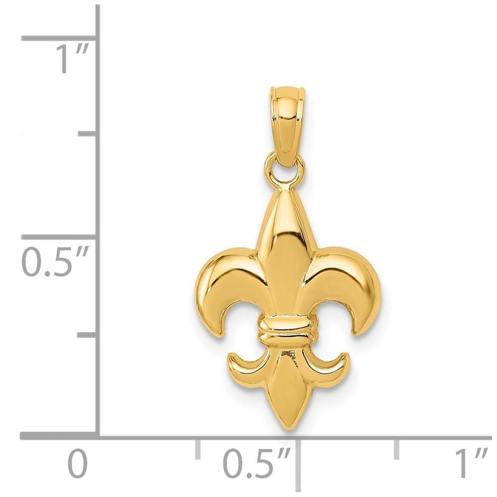 14k Yellow Gold Small Fleur-De-Lis Pendant for Women