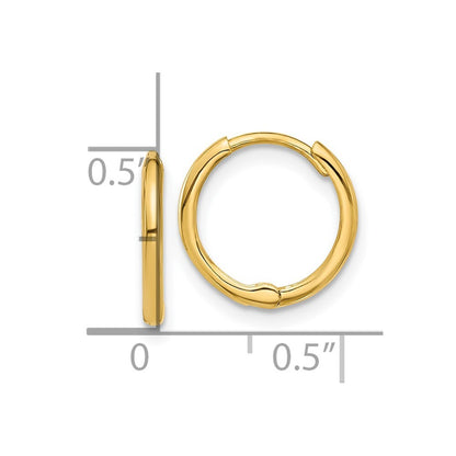 14k Yellow Gold Polished 1.45x13mm Hinged Huggie Hoop Earrings Gift for Women