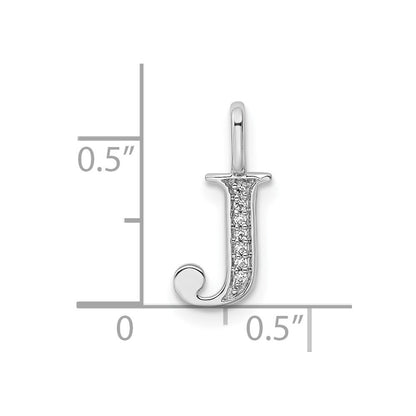 14K White Gold Diamond Letter J Initial Pendant