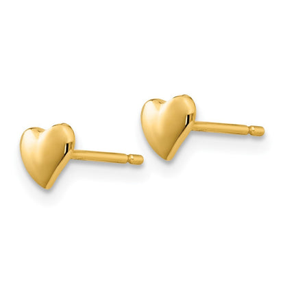 14k Yellow Gold Polished Heart Stud Earrings Gift for Women