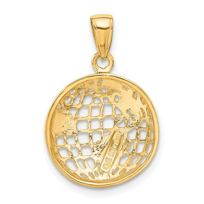 14k Yellow Gold Polished Globe Pendant for Women