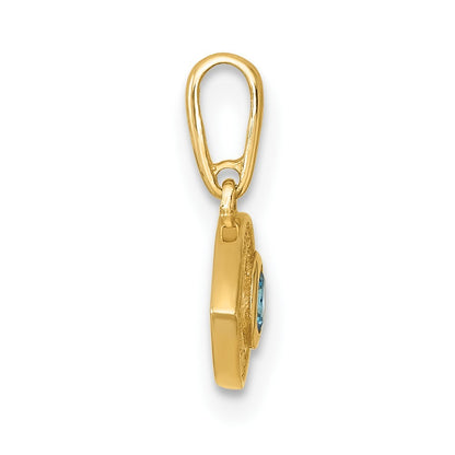14k Yellow Gold Polished Blue and Clear CZ Evil Eye Charm / Pendant