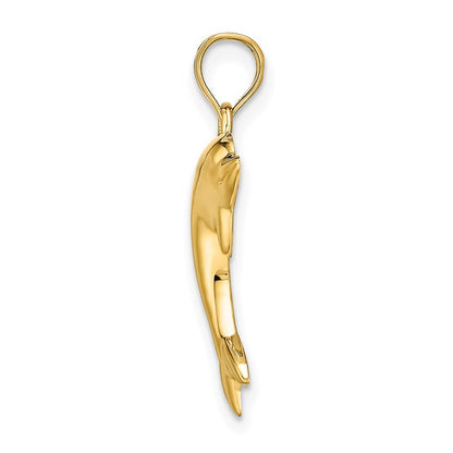 14k Yellow Gold Polished Dolphin Charm Pendant for Women