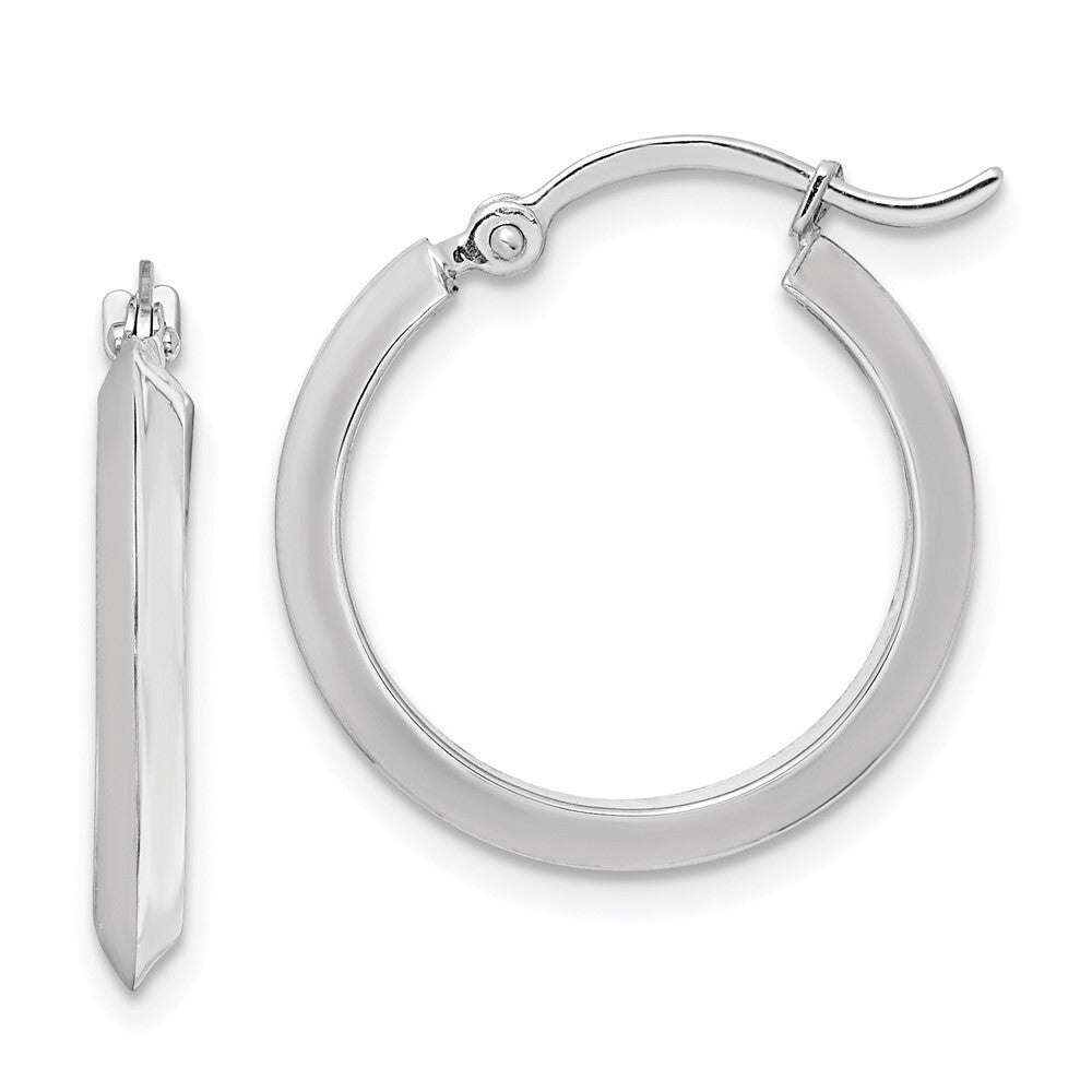 14K White Gold Polished Hoop Earrings Gift for Women