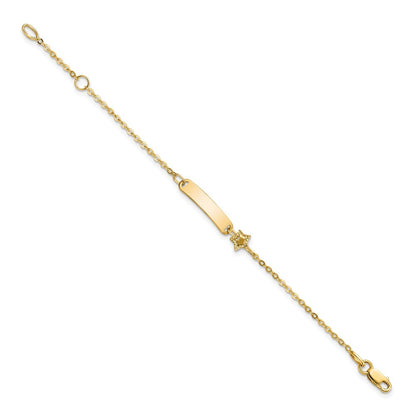 14k Yellow Gold Polished ID with Star Childrens Bracelet