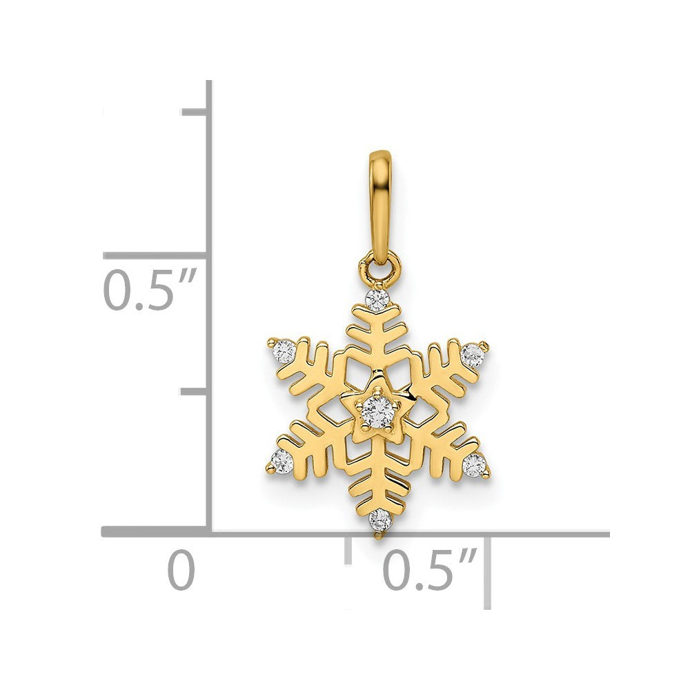 14k Yellow Gold CZ Snowflake Pendant