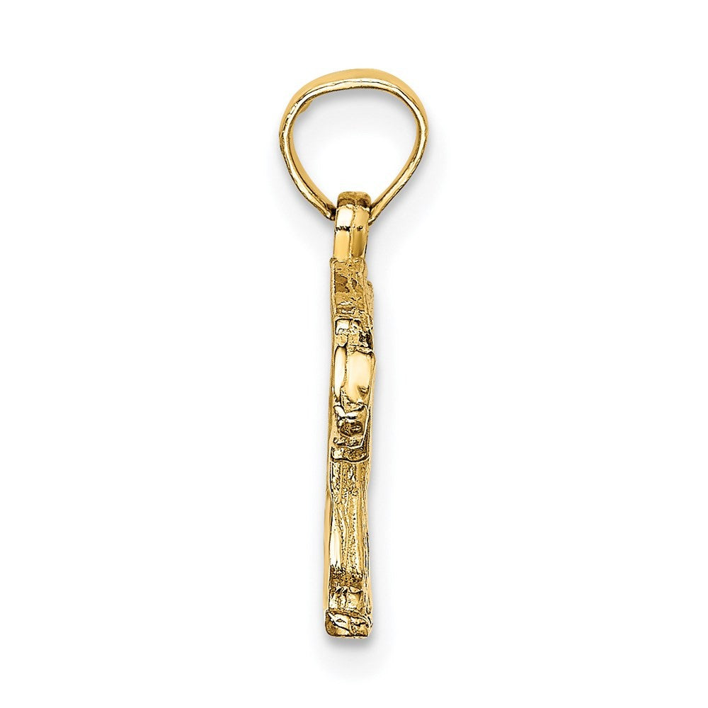 14k Yellow Gold Textured Bear Charm