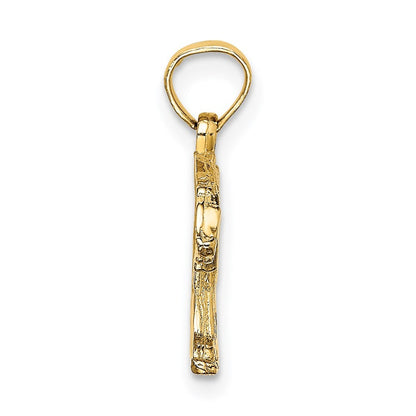 14k Yellow Gold Textured Bear Charm
