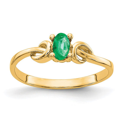 14K Yellow Gold 5x3mm Oval Emerald ring