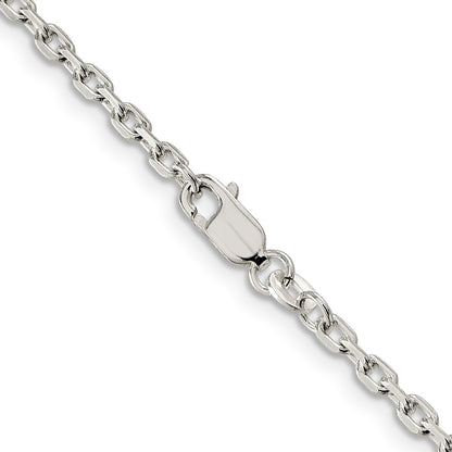 Sterling Silver 2.75mm Beveled Oval Cable Chain Necklace