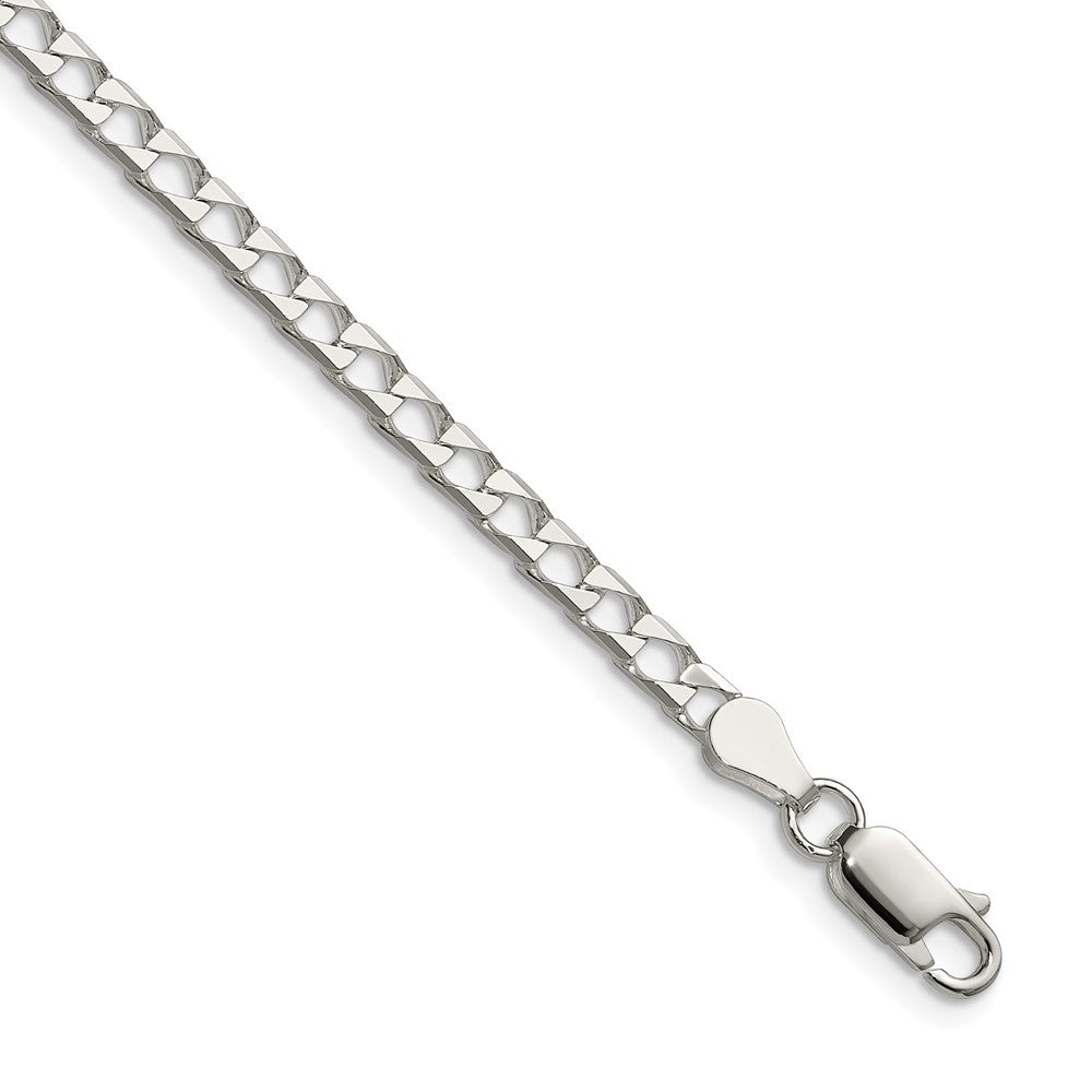 Sterling Silver 3.25mm Diamond-Cut Square Curb Chain Necklace