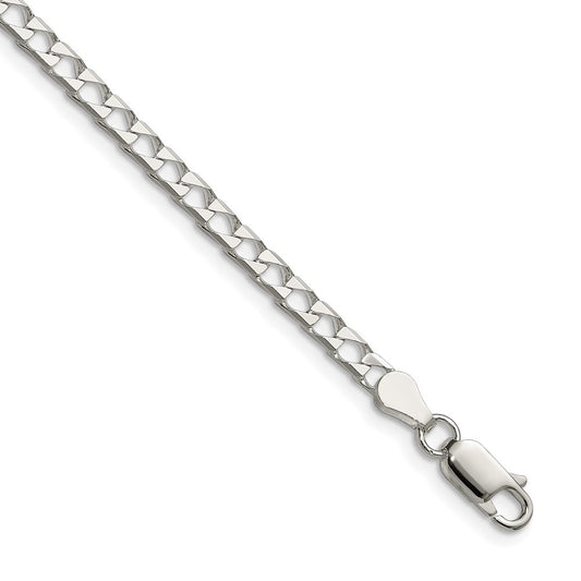 Sterling Silver 3.25mm Diamond-Cut Square Curb Chain Necklace