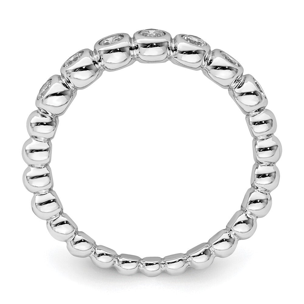 Sterling Silver Rhodium Plated Cubic Zirconia Ring Size 7