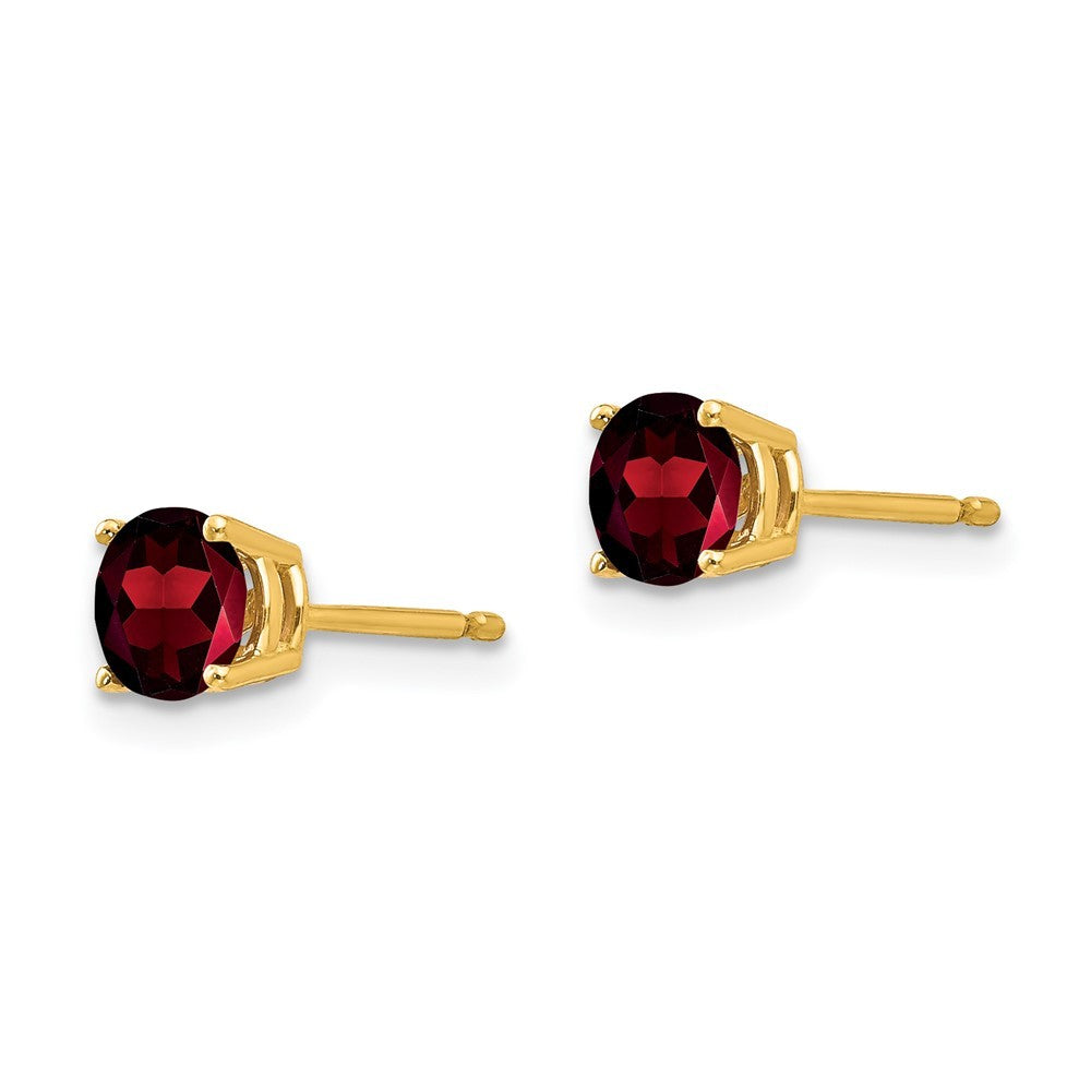 14k Yellow Gold 5mm Garnet Earrings