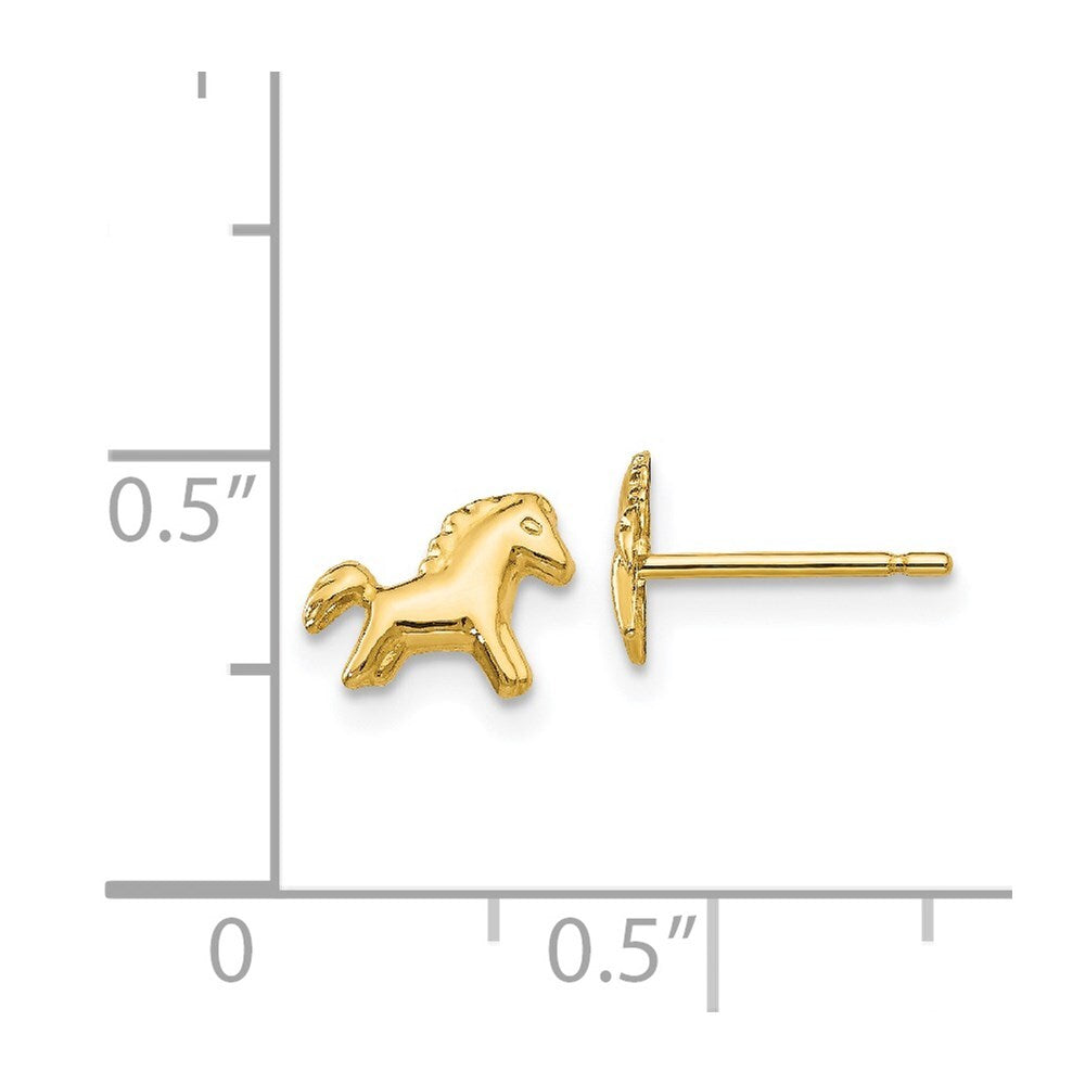 14k Yellow Gold Polished Horse Stud Earrings