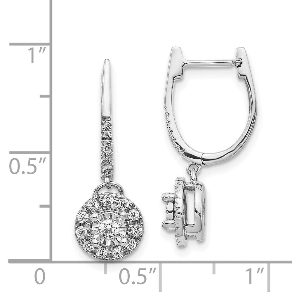 14k White Gold 0.35ct Diamond Round Dangle Hinged Hoop Earrings