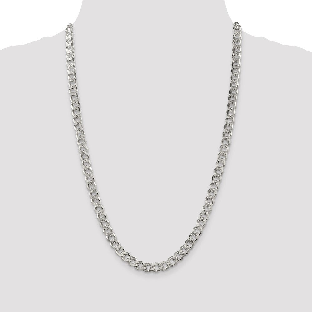 Sterling Silver 7.5mm Pav� Curb Chain