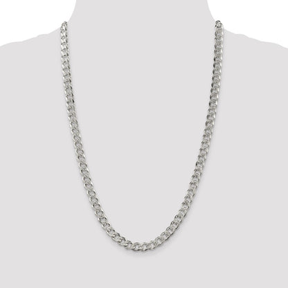 Sterling Silver 7.5mm Pav� Curb Chain