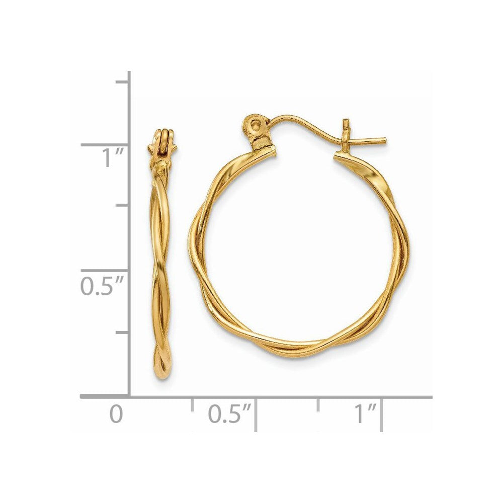 14k Yellow Gold Polished Twisted Circle Hoop Earrings Gift for Women