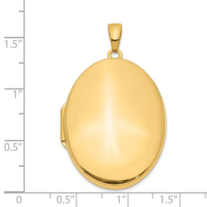 14k Yellow Gold Polished Domed Plain 34mm Oval Locket
