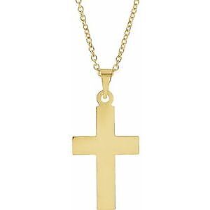 14k Yellow Gold Cross Pendant Necklace 18"