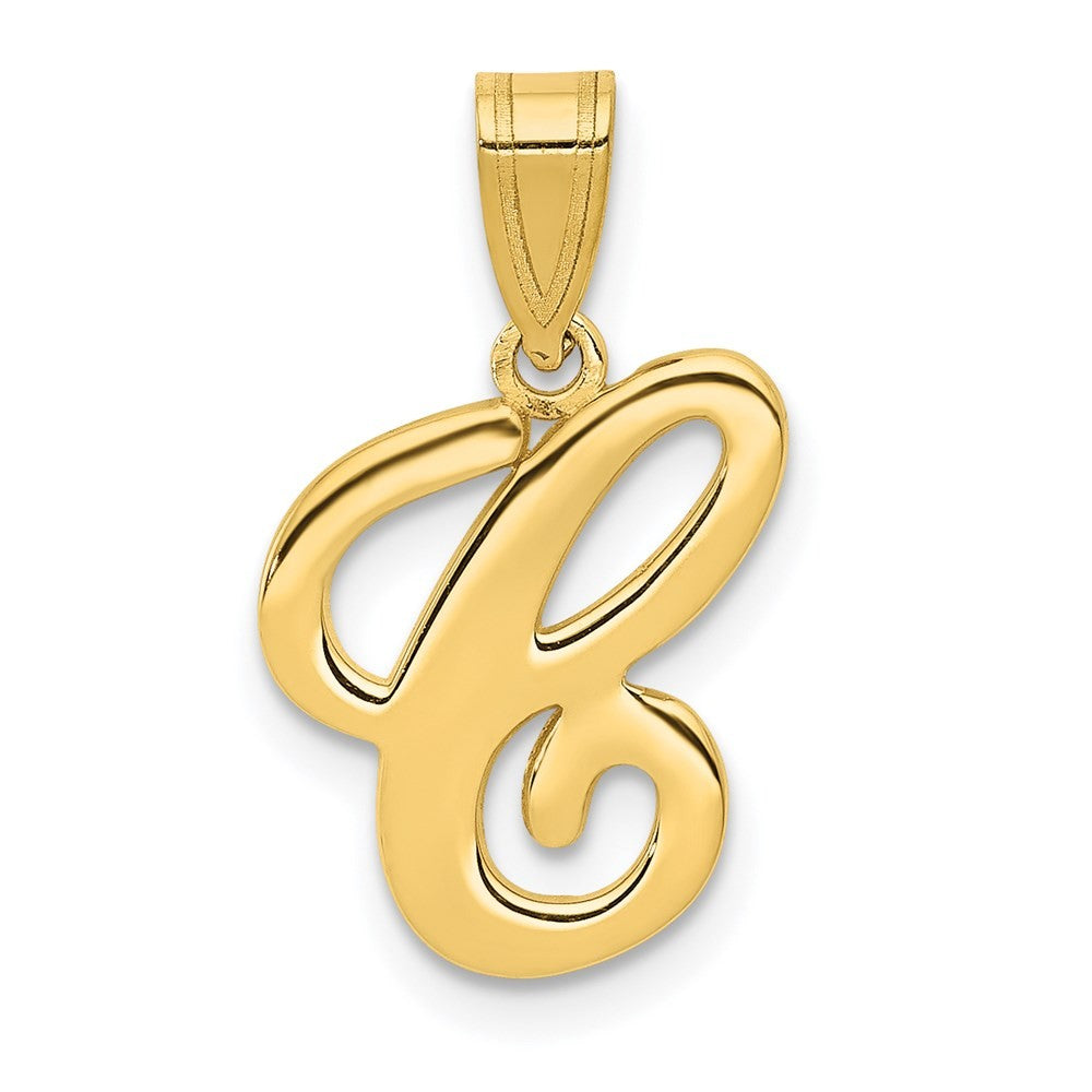 14k Yellow Gold Script Letter C Initial Pendant