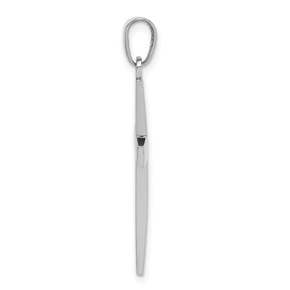 14K White Gold Polished Beveled Cross Charm