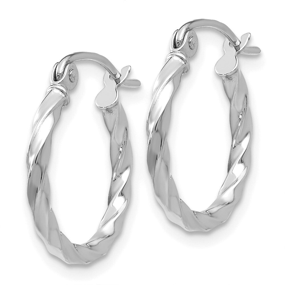 14k White Gold Twist Polished Hoop Earring Gift for Women